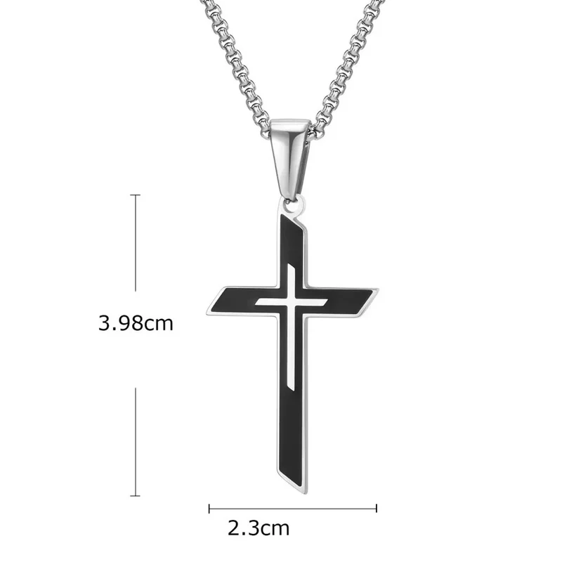 Collier Croix Argent et Noire Homme