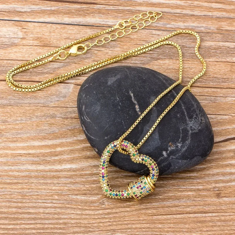 Collier Coeur Doré Strass Couleur