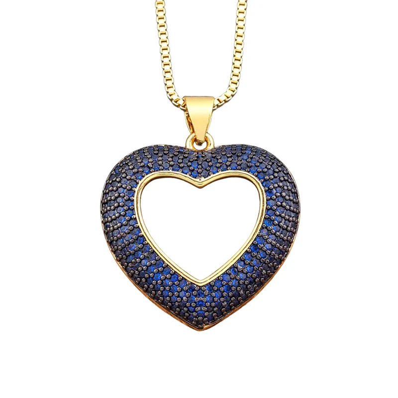 Collier Pendentif Coeur Strass Couleur