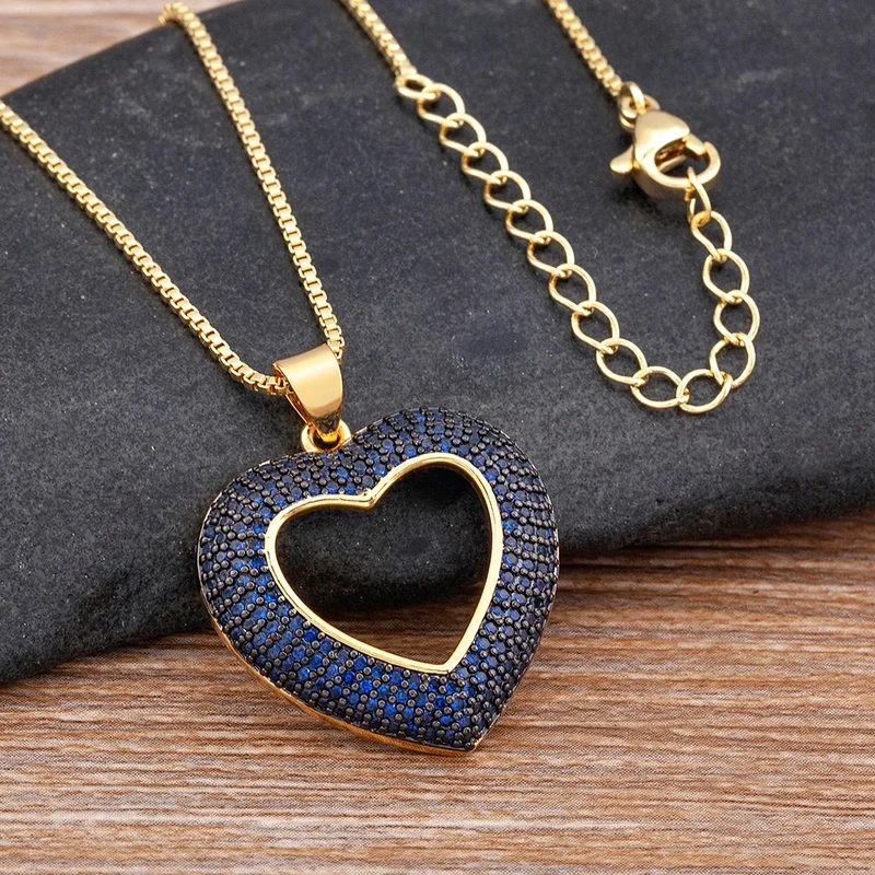 Collier Pendentif Coeur Strass Couleur