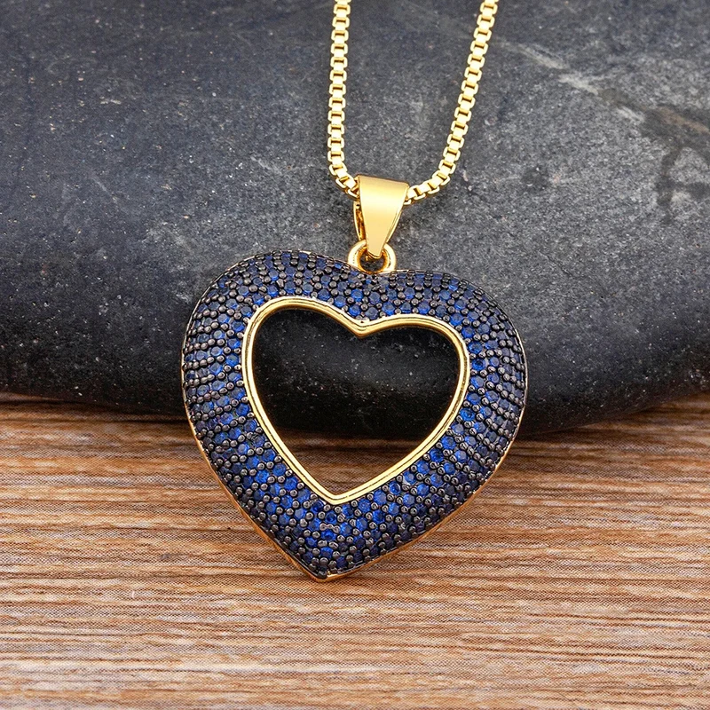 Collier Pendentif Coeur Strass Couleur