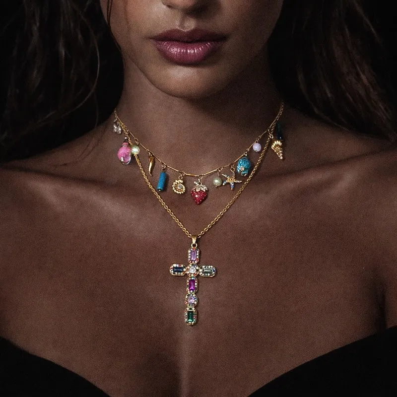 COLLIER "CROIX SANTA COLOR"