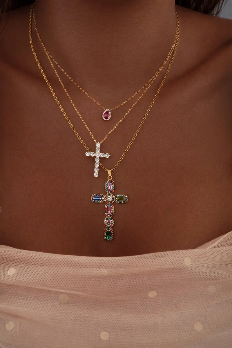 COLLIER "CROIX SANTA COLOR"