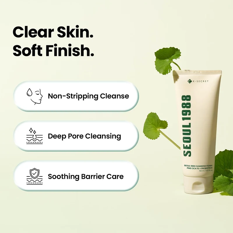 SEOUL 1988 Cleansing Foam 150ML : Pine Cica 1% + Probiotics - Mousse nettoyante