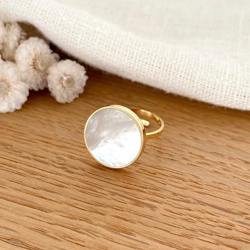 Bague "Ophéa" Nacre acier