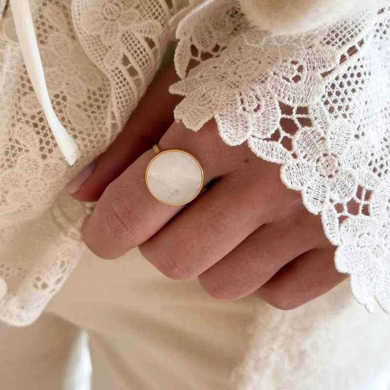 Bague "Ophéa" Nacre acier