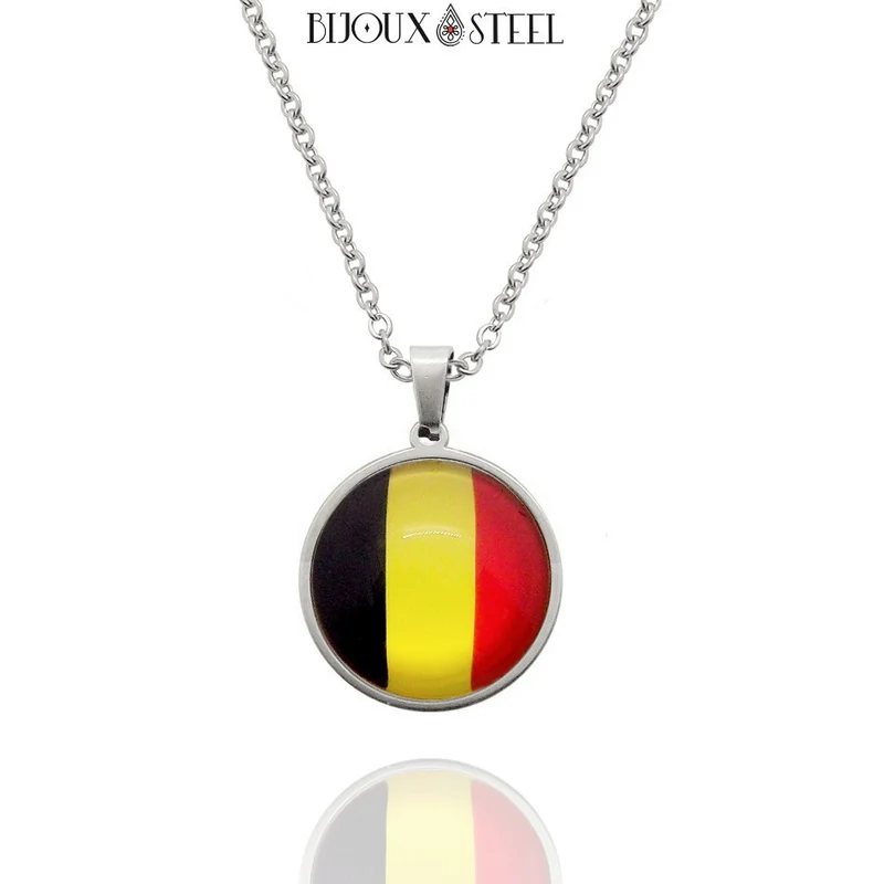 Collier à pendentif drapeau de la Belgique