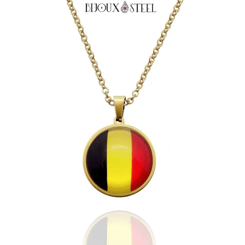 Collier à pendentif drapeau de la Belgique