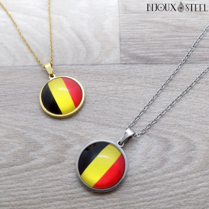 Collier à pendentif drapeau de la Belgique