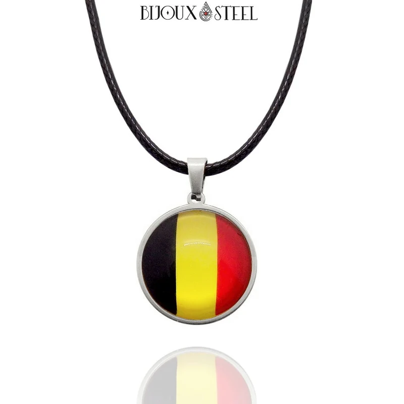 Collier à pendentif drapeau de la Belgique