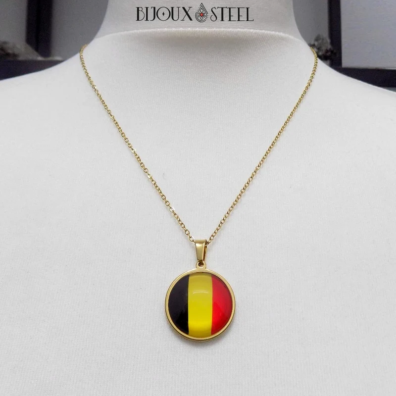 Collier à pendentif drapeau de la Belgique