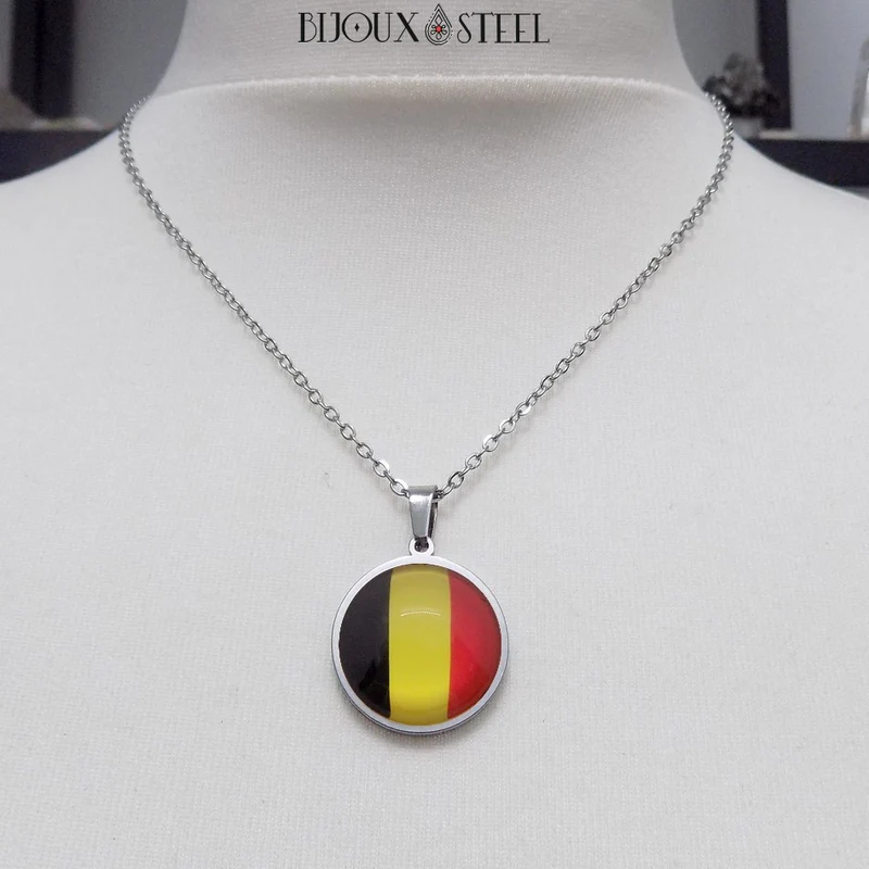 Collier à pendentif drapeau de la Belgique