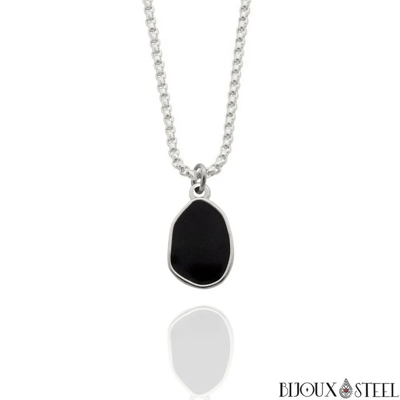Collier goutte ovale irrégulière en acier inoxydable