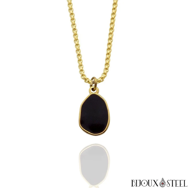 Collier goutte ovale irrégulière en acier inoxydable