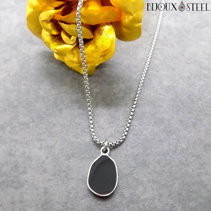 Collier goutte ovale irrégulière en acier inoxydable