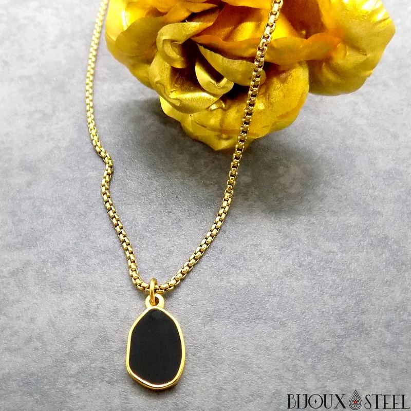 Collier goutte ovale irrégulière en acier inoxydable