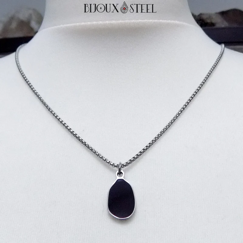Collier goutte ovale irrégulière en acier inoxydable