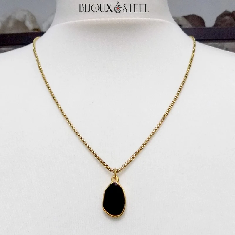 Collier goutte ovale irrégulière en acier inoxydable