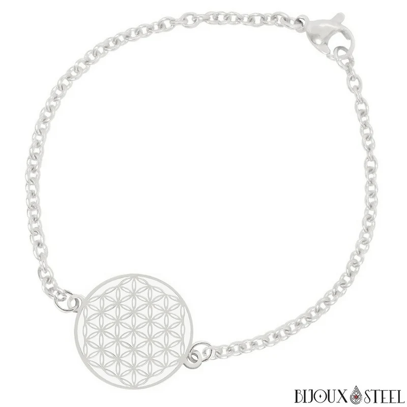 Bracelet fleur de vie en acier inoxydable
