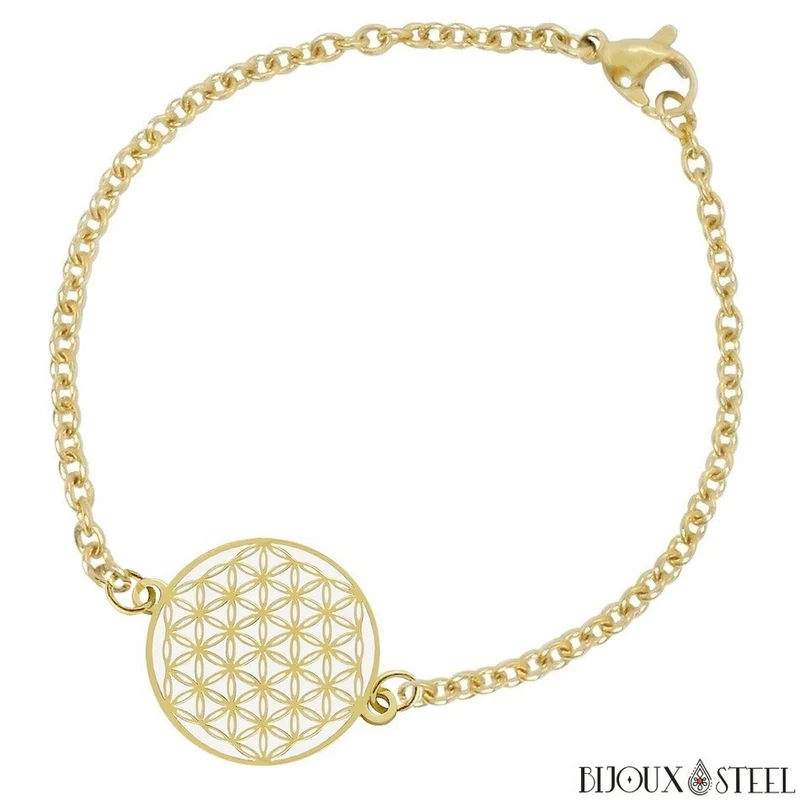 Bracelet fleur de vie en acier inoxydable