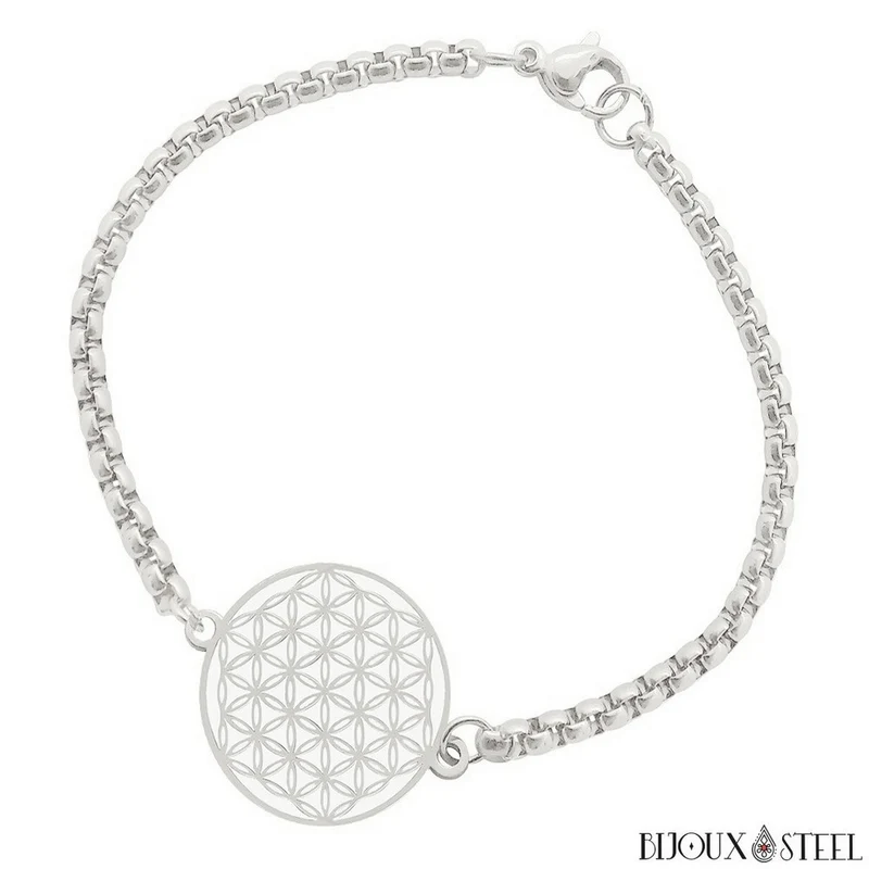 Bracelet fleur de vie en acier inoxydable