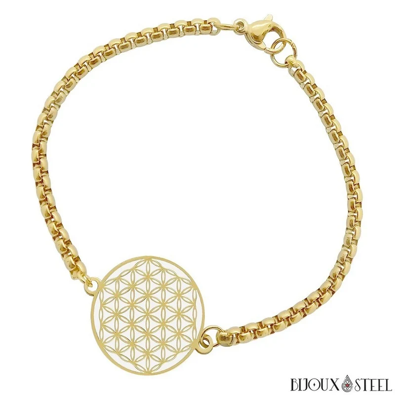 Bracelet fleur de vie en acier inoxydable