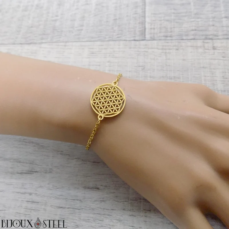 Bracelet fleur de vie en acier inoxydable