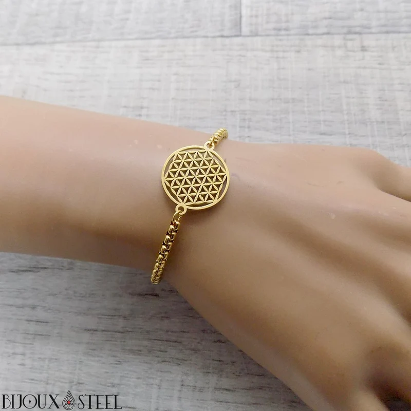 Bracelet fleur de vie en acier inoxydable