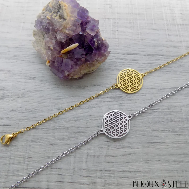 Bracelet fleur de vie en acier inoxydable
