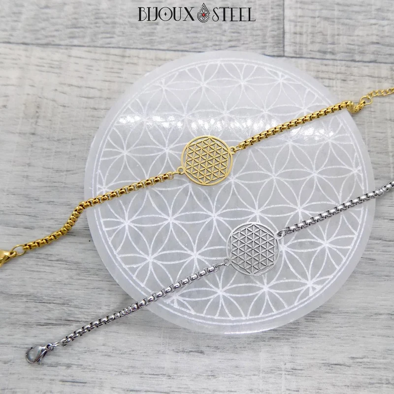 Bracelet fleur de vie en acier inoxydable