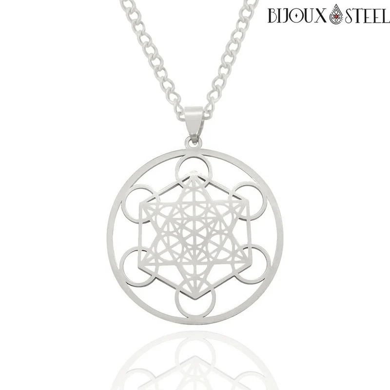 Collier à pendentif Métatron en acier inoxydable