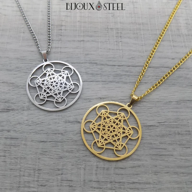 Collier à pendentif Métatron en acier inoxydable