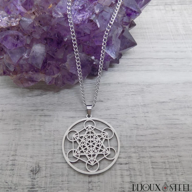 Collier à pendentif Métatron en acier inoxydable