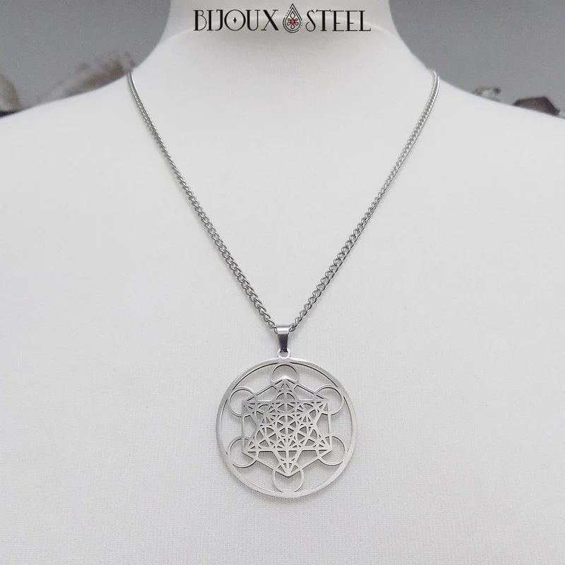 Collier à pendentif Métatron en acier inoxydable