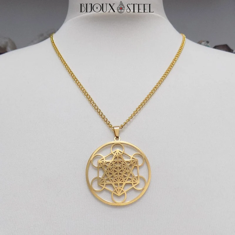 Collier à pendentif Métatron en acier inoxydable