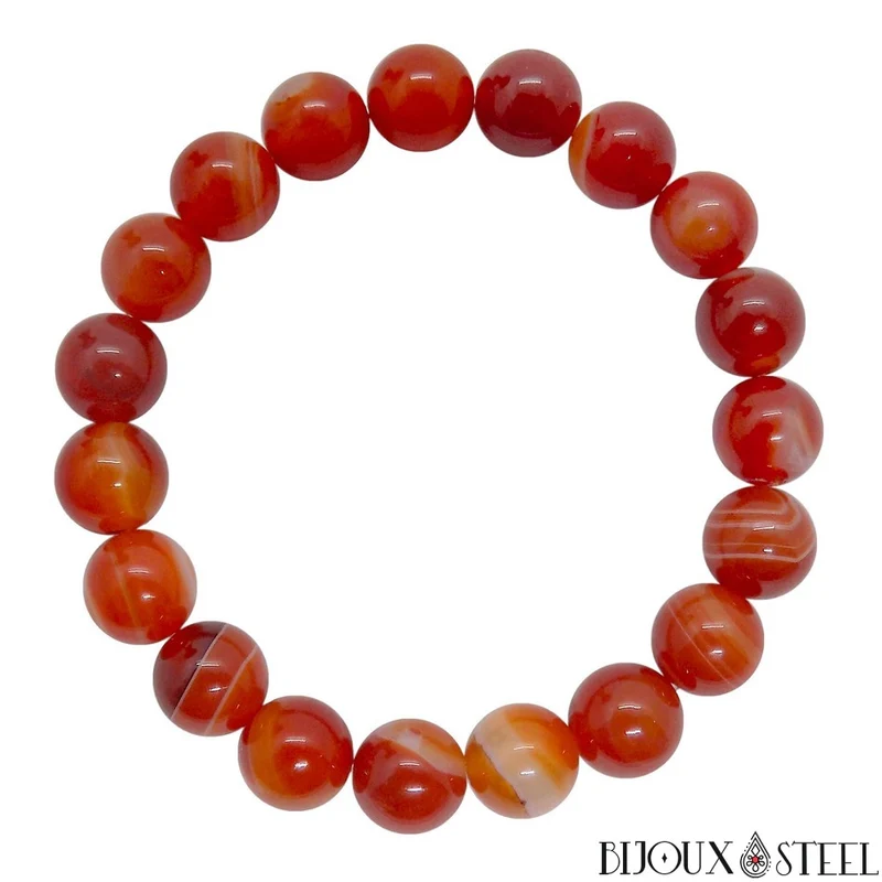 Bracelet en perles d'agate rouge 10mm