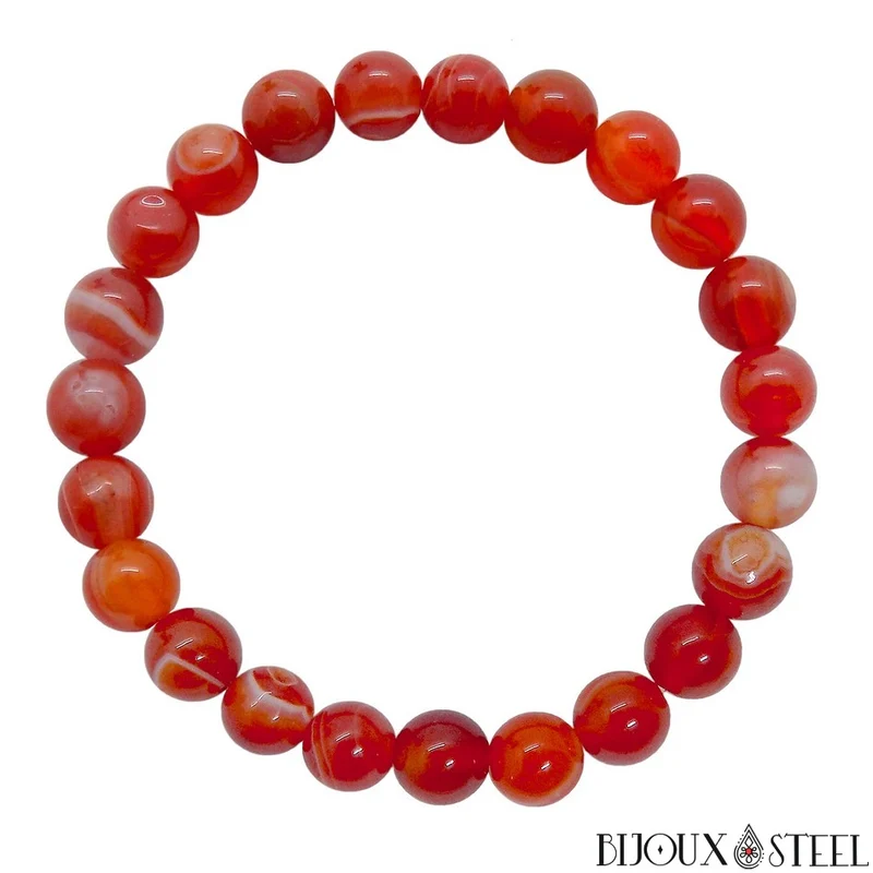 Bracelet en perles d'agate rouge 8mm