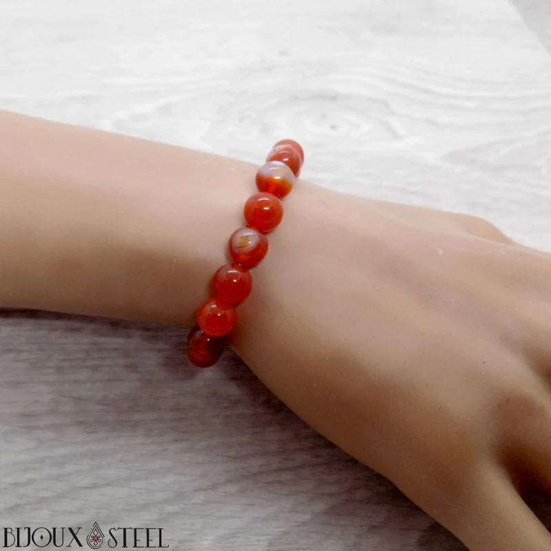 Bracelet en perles d'agate rouge 8mm