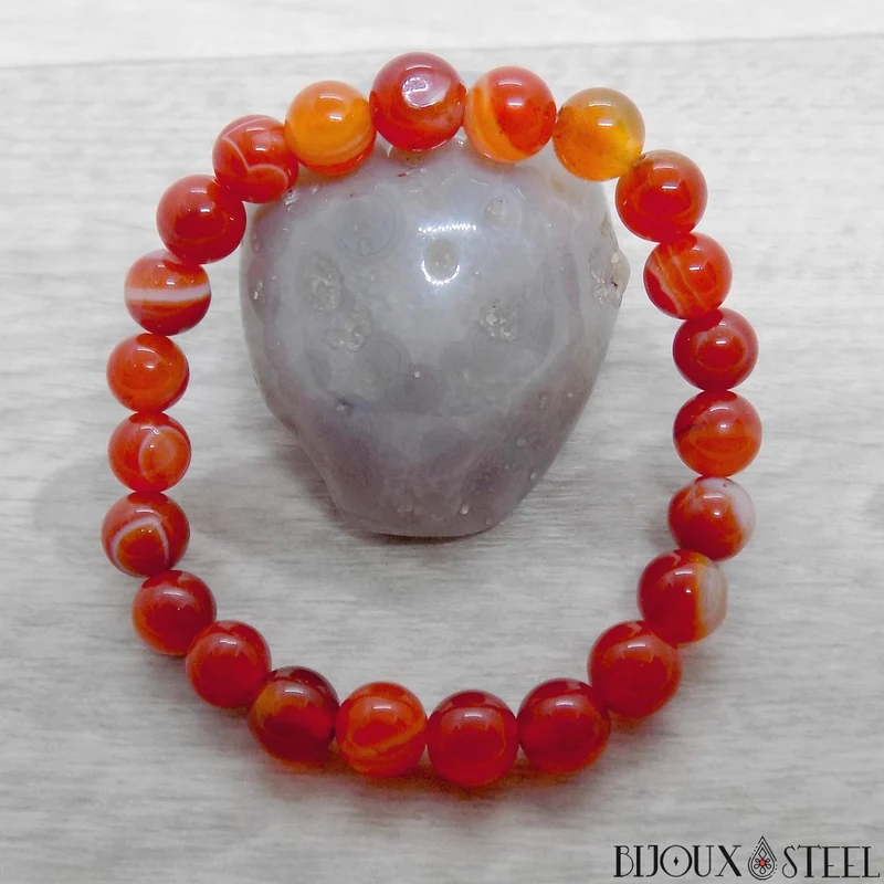 Bracelet en perles d'agate rouge 8mm