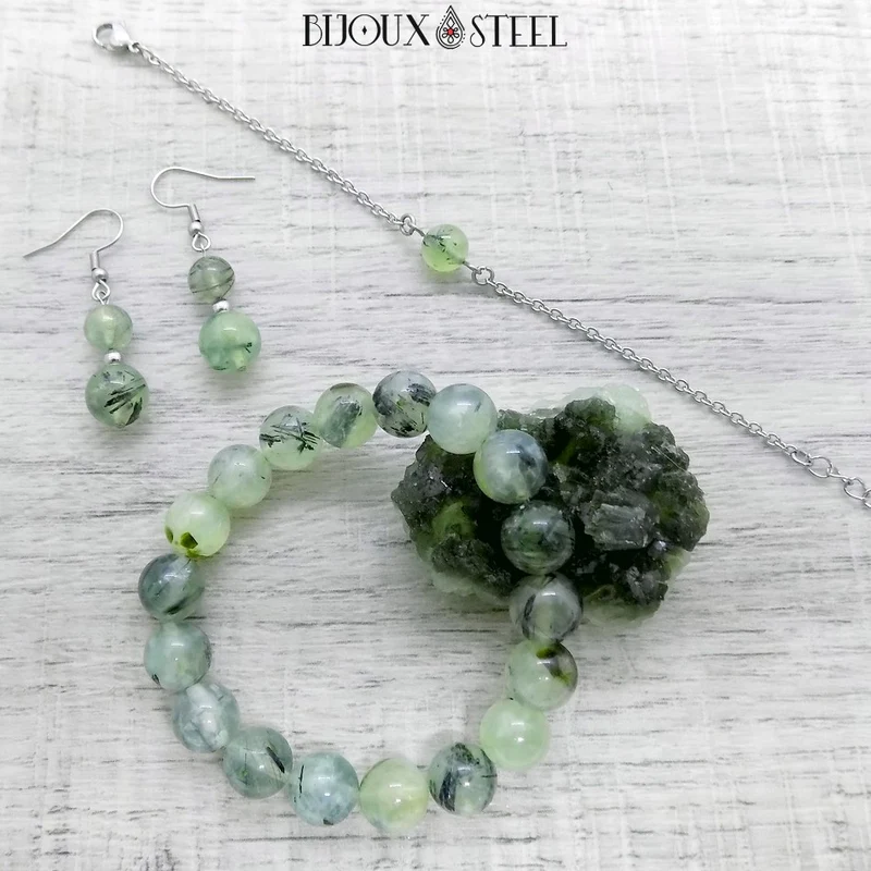 Bracelet en perles de prehnite 10mm