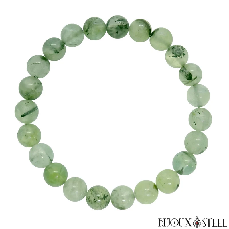 Bracelet en perles de prehnite 8mm