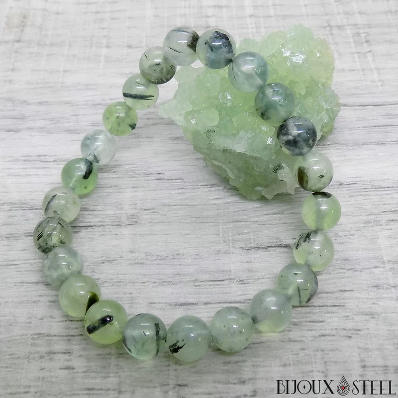 Bracelet en perles de prehnite 8mm
