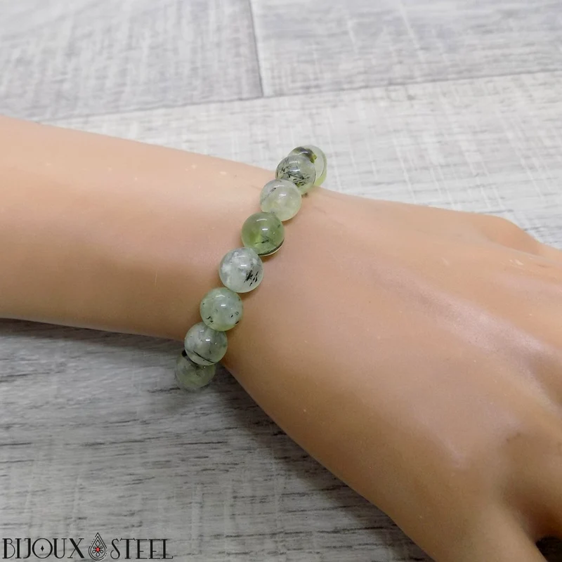 Bracelet en perles de prehnite 8mm