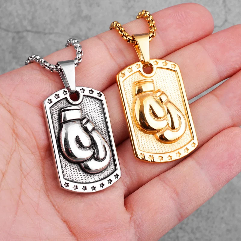 Collier Plaque Gants de Boxe