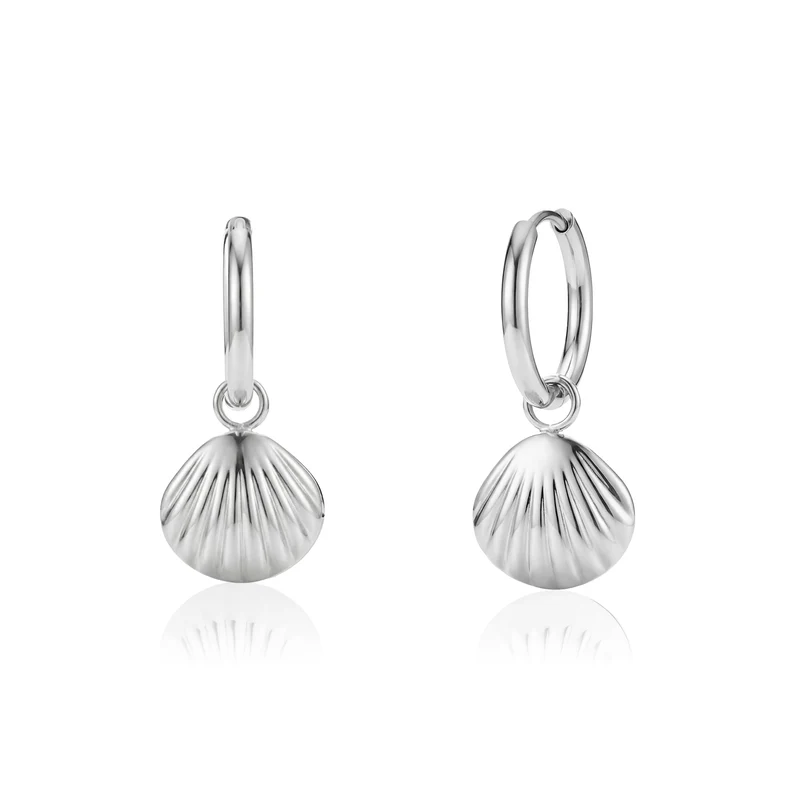 Boucles d'oreilles créoles avec breloques coquillages