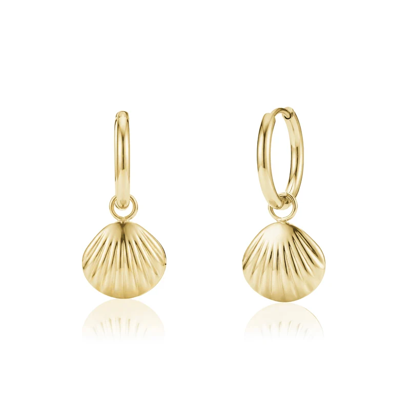 Boucles d'oreilles créoles avec breloques coquillages