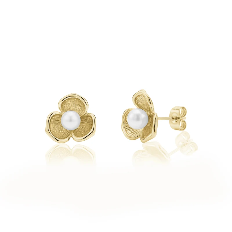 Boucles d'oreilles à clous Flower Pearl
