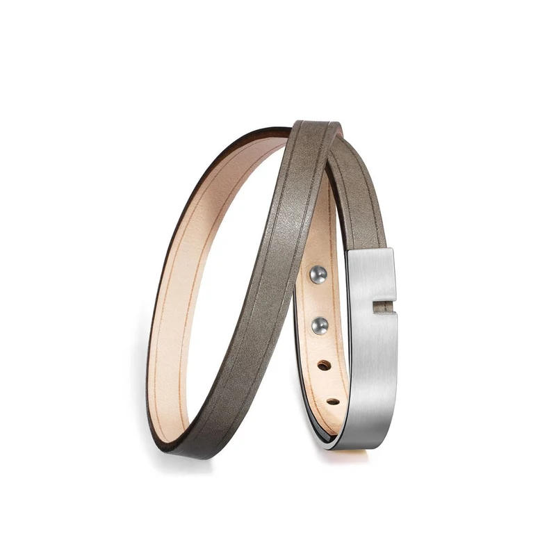 Bracelet cuir homme double gris | U'TURN TWICE