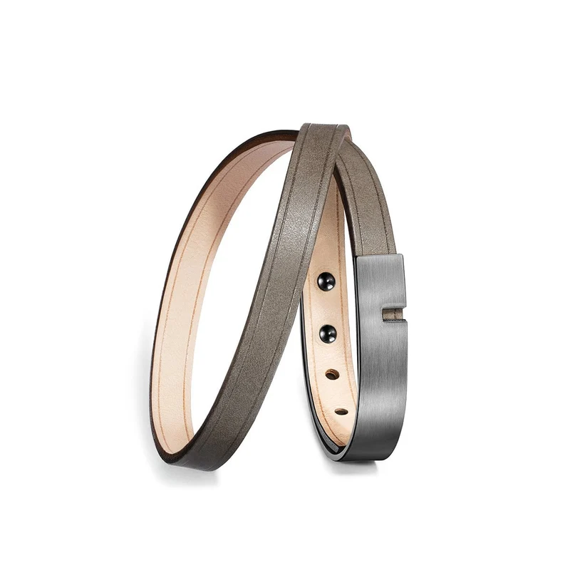 Bracelet cuir homme double gris | U'TURN TWICE