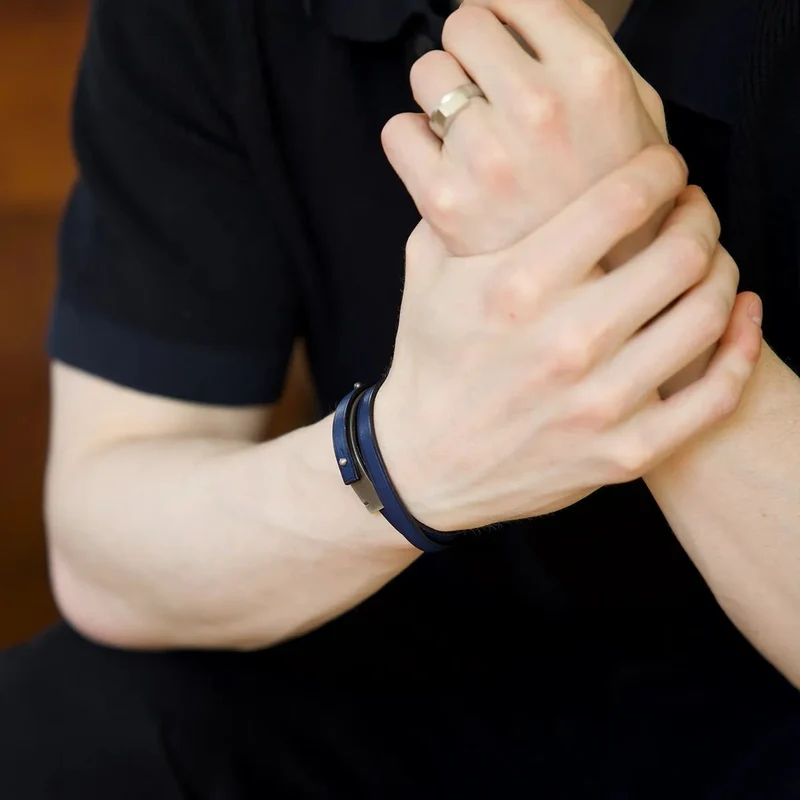 Bracelet cuir bleu homme | U'ROCK